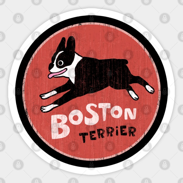 Boston Terrier | Cool Cartoon Dog Retro Style Sticker by Coffee Squirrel